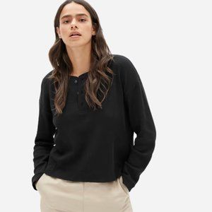 Everlane Organic Cotton Waffle Henley Black Size Small